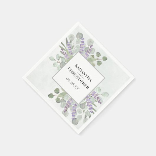 Waterverf Lavender & Eucalyptus Elegant Wedding Servet (Hoek)