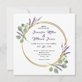 Waterverf Lavender & Eucalyptusbruiloft Kaart (Voorkant)