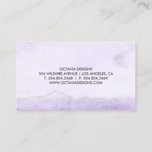 Waterverf Lavender Faux Glitter Visitekaartje (Achterkant)