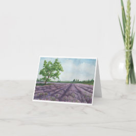 Waterverf Lavender Field Greeting Note Card Bedankkaart