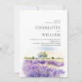 Waterverf Lavender Field Wedden All-in-One Kaart (Voorkant)