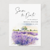 Waterverf Lavender Field Wedding Save the Date Briefkaart (Voorkant)