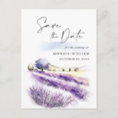 Waterverf Lavender Field Wedding Save the Date Briefkaart (Voorkant)