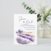 Waterverf Lavender Field Wedding Save the Date Briefkaart (Staand voorkant)