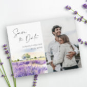 Waterverf Lavender Field Wedding Save the Date Briefkaart