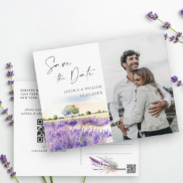 Waterverf Lavender Field Wedding Save the Date Briefkaart