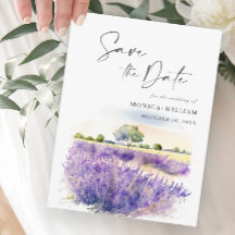 Waterverf Lavender Field Wedding Save the Date