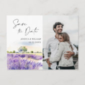 Waterverf Lavender Field Wedding Save the Date Briefkaart (Voorkant)