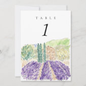 Waterverf Lavender Fields 5x7" bruiloft tabel nr. (Voorkant)