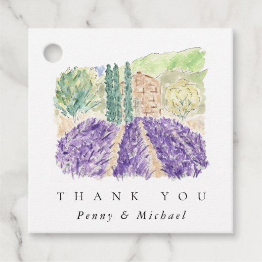 Waterverf Lavender Fields Dank u voor labels (Voorkant)