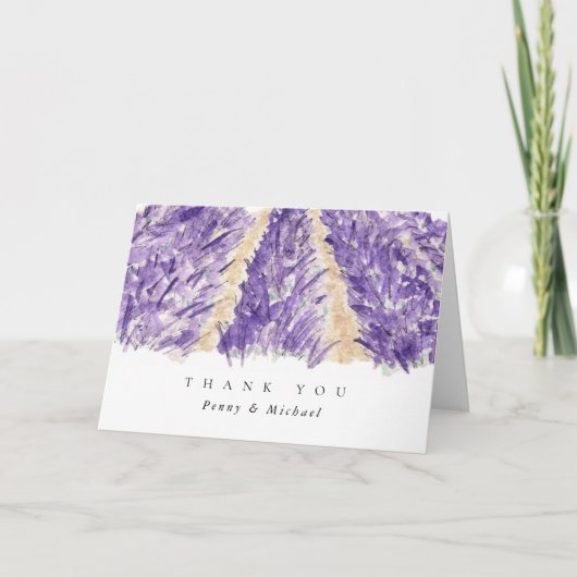 Waterverf Lavender Fields Hartelijk dank Bedankkaart (Voorkant)