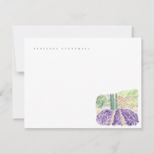 Waterverf Lavender Fields Personal Note Kaart Notitiekaartje (Voorkant)