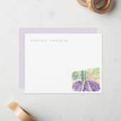 Waterverf Lavender Fields Personal Note Kaart Notitiekaartje (Voorkant / Achterkant in situ)