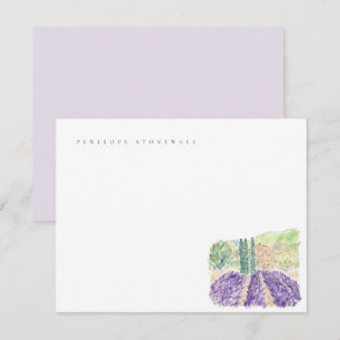 Waterverf Lavender Fields Personal Note Kaart Notitiekaartje