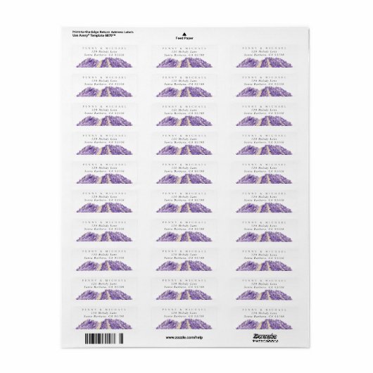 Waterverf Lavender Fields Return Address Label (Full Sheet)