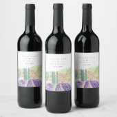 Waterverf Lavender Fields Weddenschap Wine Label Wijn Etiket (Flessen)