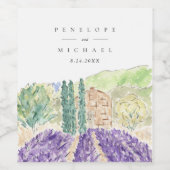 Waterverf Lavender Fields Weddenschap Wine Label Wijn Etiket (Enkel label)