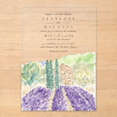 Waterverf Lavender Fields Wedding Acryl Uitnodigingen (Voorkant)