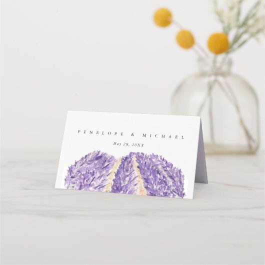 Waterverf Lavender Fields Wedding Folded Plaatskaartje (Achterkant)