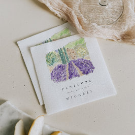 Waterverf Lavender Fields Wedding Napkins Servet