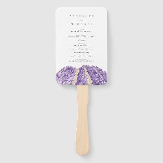 Waterverf Lavender Fields Wedding Program Handwaaier (Voorkant)