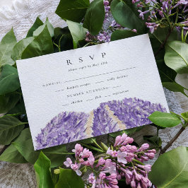 Waterverf Lavender Fields Wedding RSVP