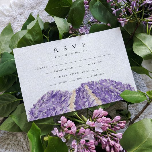 Waterverf Lavender Fields Wedding RSVP