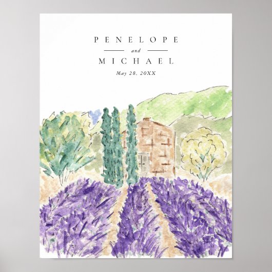 Waterverf Lavender Fields Welkome Weddenschap Post Poster (Voorkant)