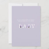 Waterverf Lavender Floral Baby shower Kaart (Achterkant)