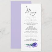 Waterverf Lavender Floral Bouquet Spring Wedding Menu (Voorkant / Achterkant)