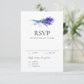 Waterverf Lavender Floral Bouquet Spring Wedding RSVP Kaartje (Staand voorkant)
