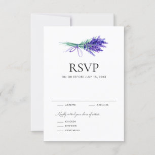 Waterverf Lavender Floral Bouquet Spring Wedding RSVP Kaartje