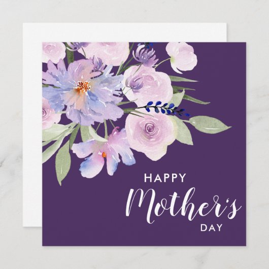 waterverf lavender floral happy moederdag feestdagenkaart (Voorkant / Achterkant)
