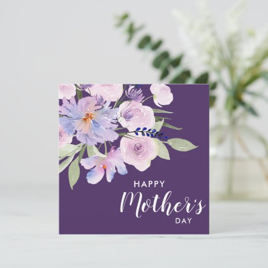 waterverf lavender floral happy moederdag feestdagenkaart (Staand voorkant)