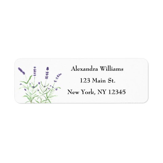 Waterverf Lavender Floral Herb Return Address Etiket (Voorkant)