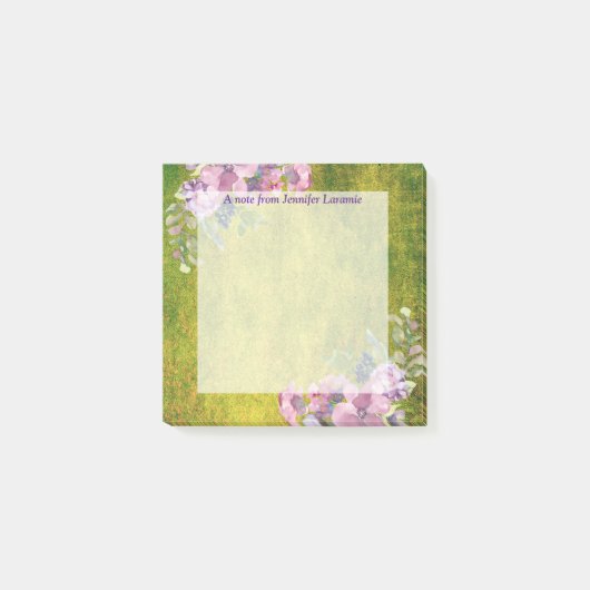 Waterverf Lavender Floral over Olive Green Post-it® Notes (Voorkant)