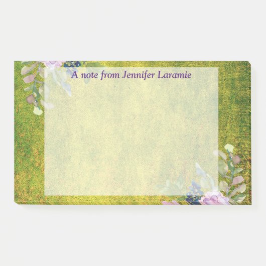 Waterverf Lavender Floral over Olive Green Post-it® Notes (Voorkant)