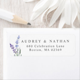 Waterverf Lavender Floral Return-adres Etiket