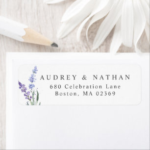 Waterverf Lavender Floral Return-adres Etiket