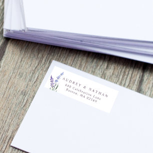 Waterverf Lavender Floral Return-adres Etiket
