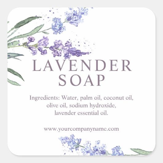 Waterverf Lavender Floral Soap Vierkante Sticker (Voorkant)