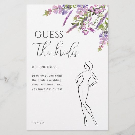 Waterverf Lavender Floral Vrijgezellenfeest Game (Voorkant)