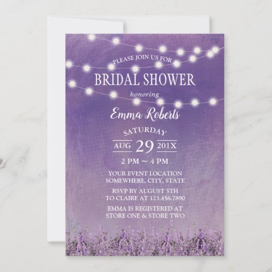 Waterverf Lavender Floral Vrijgezellenfeest Kaart (Voorkant)