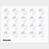 Waterverf Lavender Floral Wedding Dank je Ronde Sticker (Vel)