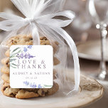 Waterverf Lavender Floral Wedding Dank je Vierkante Sticker<br><div class="desc">Bericht me als je hulp nodig hebt of speciale verzoeken hebt.</div>