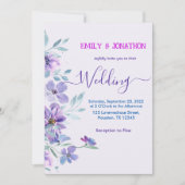 Waterverf Lavender Floral Wedding Invitation Kaart (Voorkant)