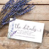 Waterverf Lavender Floral Wedding Website Informatiekaartje