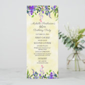 Waterverf Lavender Floral Yellow Birthday Menu (Staand voorkant)