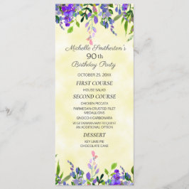 Waterverf Lavender Floral Yellow Birthday Menu
