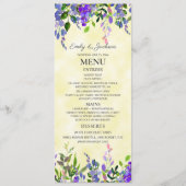 Waterverf Lavender Floral Yellow Wedding Menu (Voorkant)